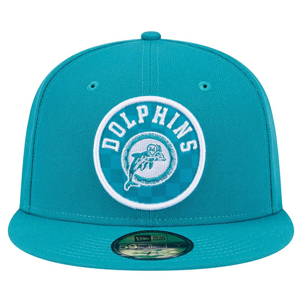 Miami Dolphins New Era Checkered 59FIFTY Fitted Hat Aqua - NFL