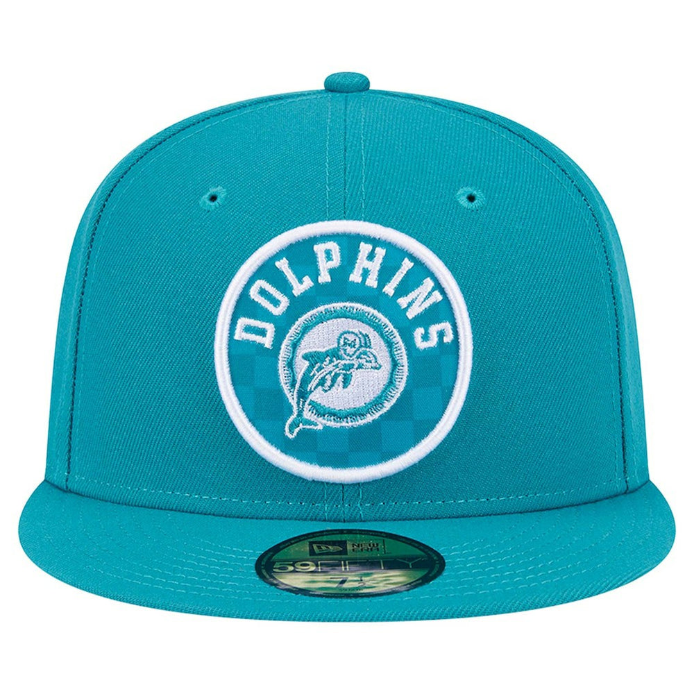 Miami Dolphins New Era Checkered 59FIFTY Fitted Hat Aqua - NFL