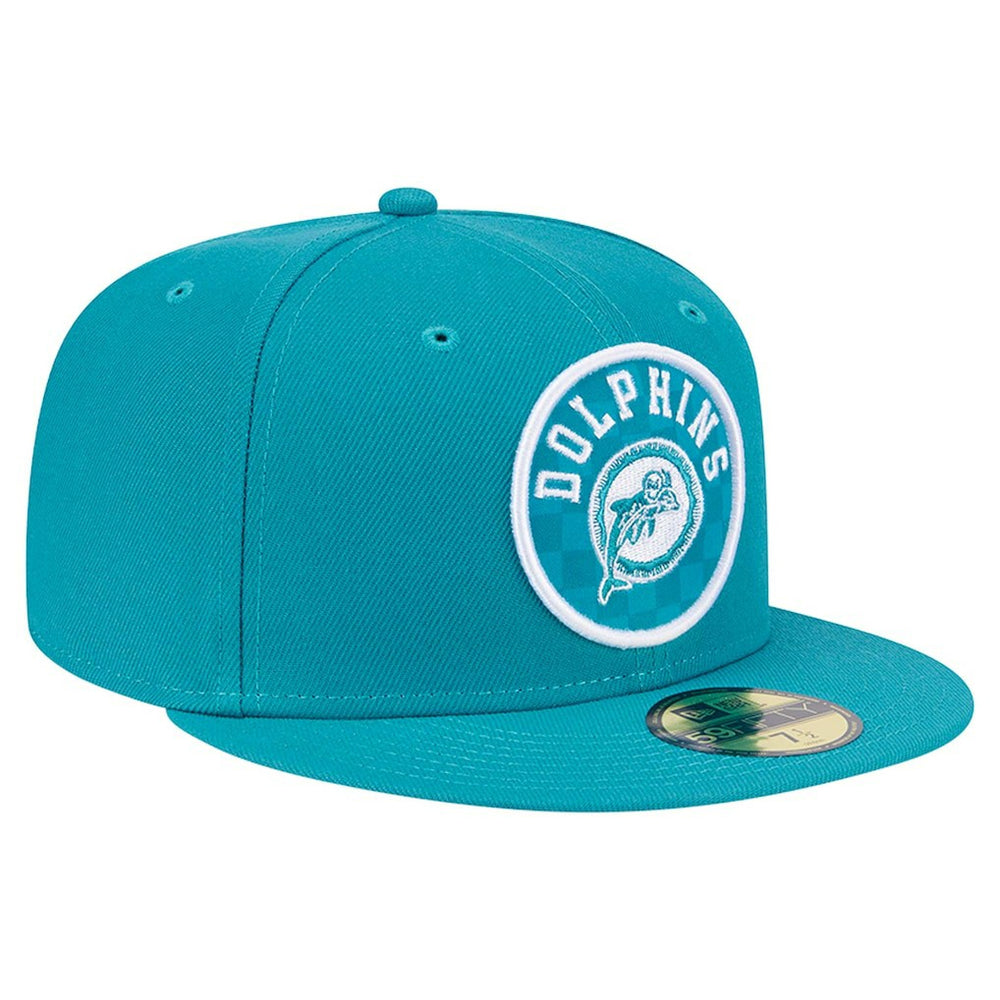 Miami Dolphins New Era Checkered 59FIFTY Fitted Hat Aqua - NFL