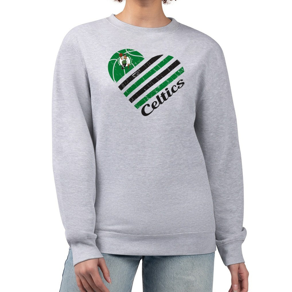 NBA - Boston Celtics G-III 4Her by Carl Banks Women's Heart Graphic Fleece Pullover Sweatshirt - Heather Gray