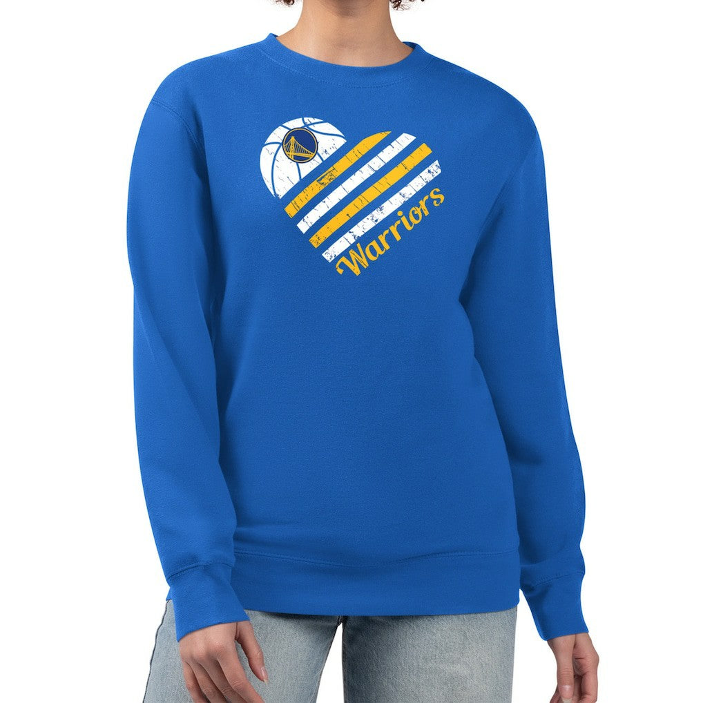 NBA - Golden State Warriors G-III 4Her by Carl Banks Women's Heart Graphic Fleece Pullover Sweatshirt - Royal