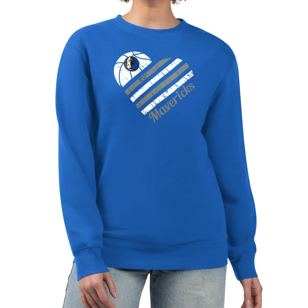 NBA - Dallas Mavericks G-III 4Her by Carl Banks Women's Heart Graphic Fleece Pullover Sweatshirt - Royal