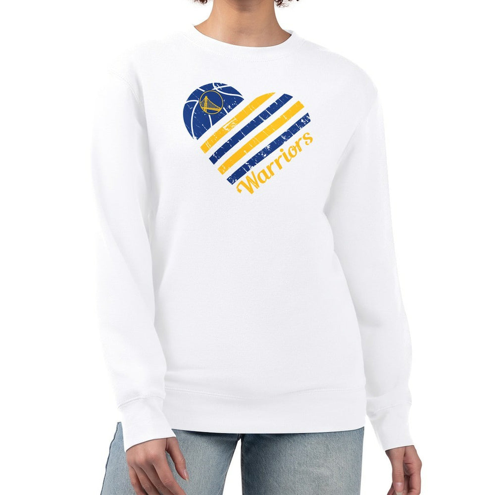 NBA - Golden State Warriors G-III 4Her by Carl Banks Women's Heart Graphic Fleece Pullover Sweatshirt - White