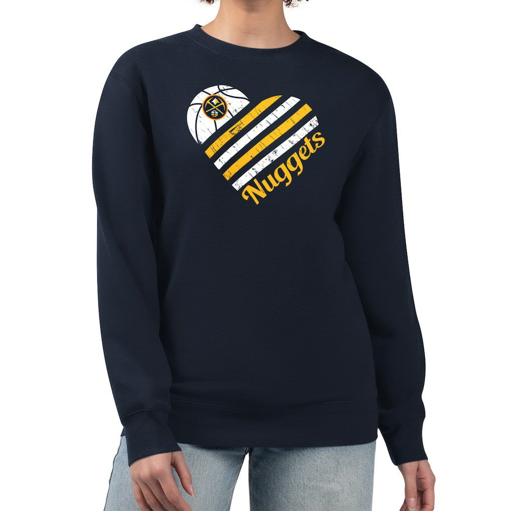 NBA - Denver Nuggets G-III 4Her by Carl Banks Women's Heart Graphic Fleece Pullover Sweatshirt - Navy
