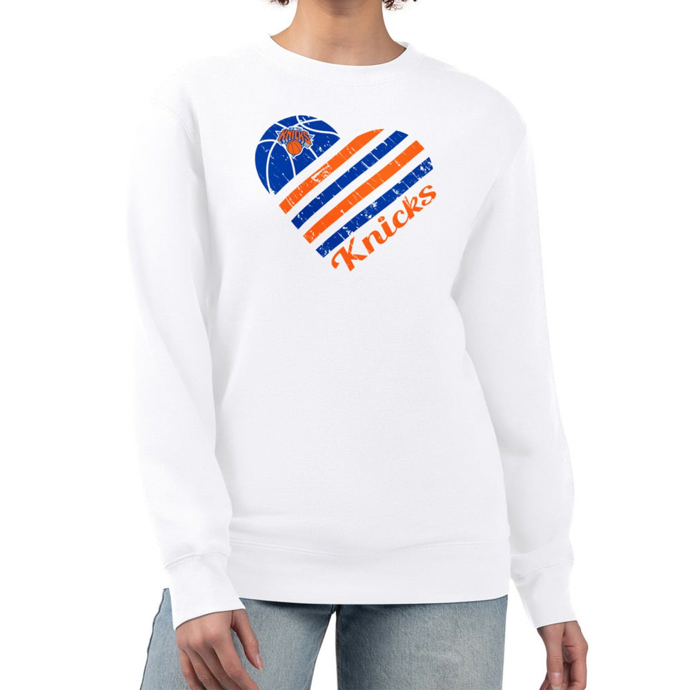 NBA - New York Knicks G-III 4Her by Carl Banks Women's Heart Graphic Fleece Pullover Sweatshirt - White
