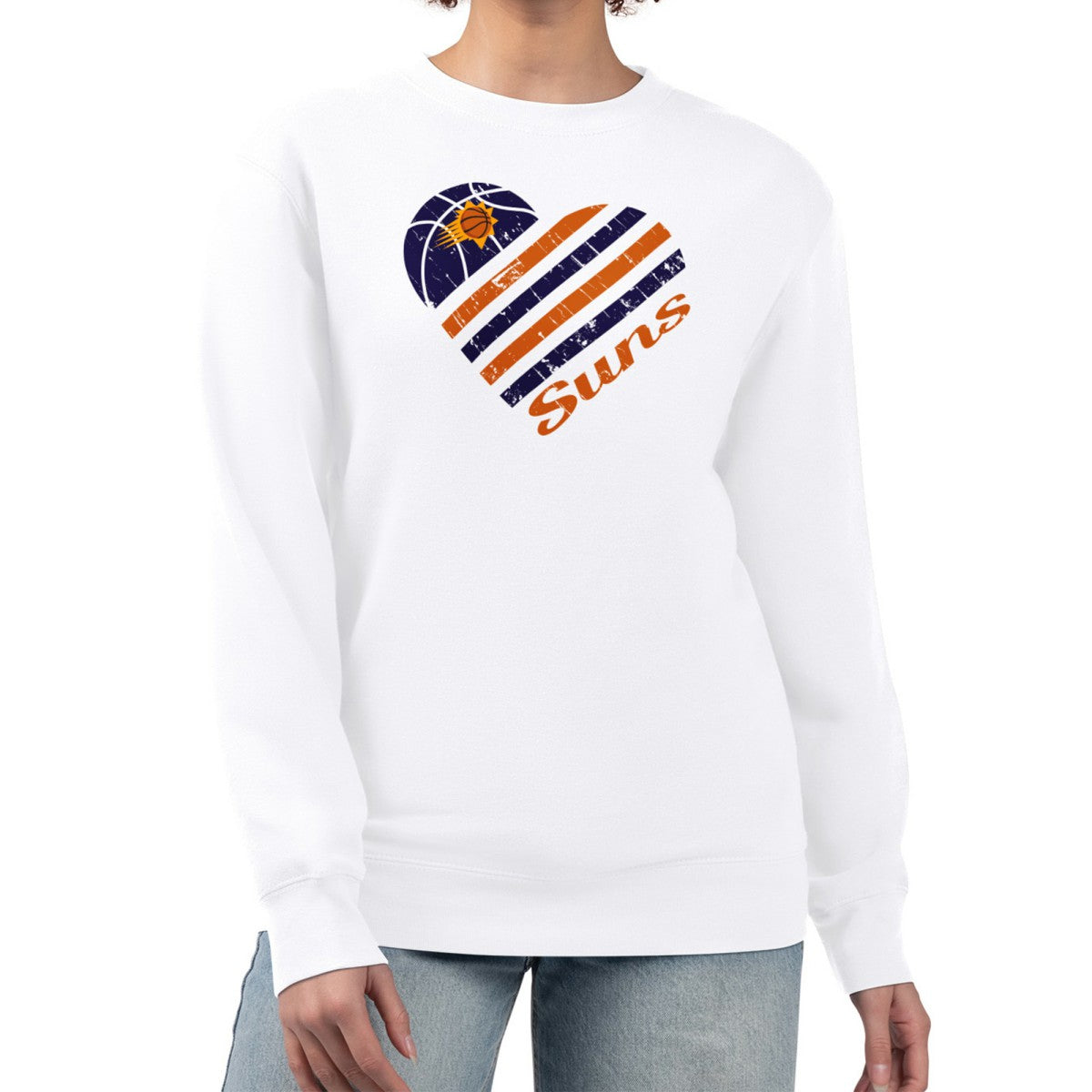 NBA - Phoenix Suns G-III 4Her by Carl Banks Women's Heart Graphic Fleece Pullover Sweatshirt - White