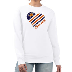 NBA - Phoenix Suns G-III 4Her by Carl Banks Women's Heart Graphic Fleece Pullover Sweatshirt - White