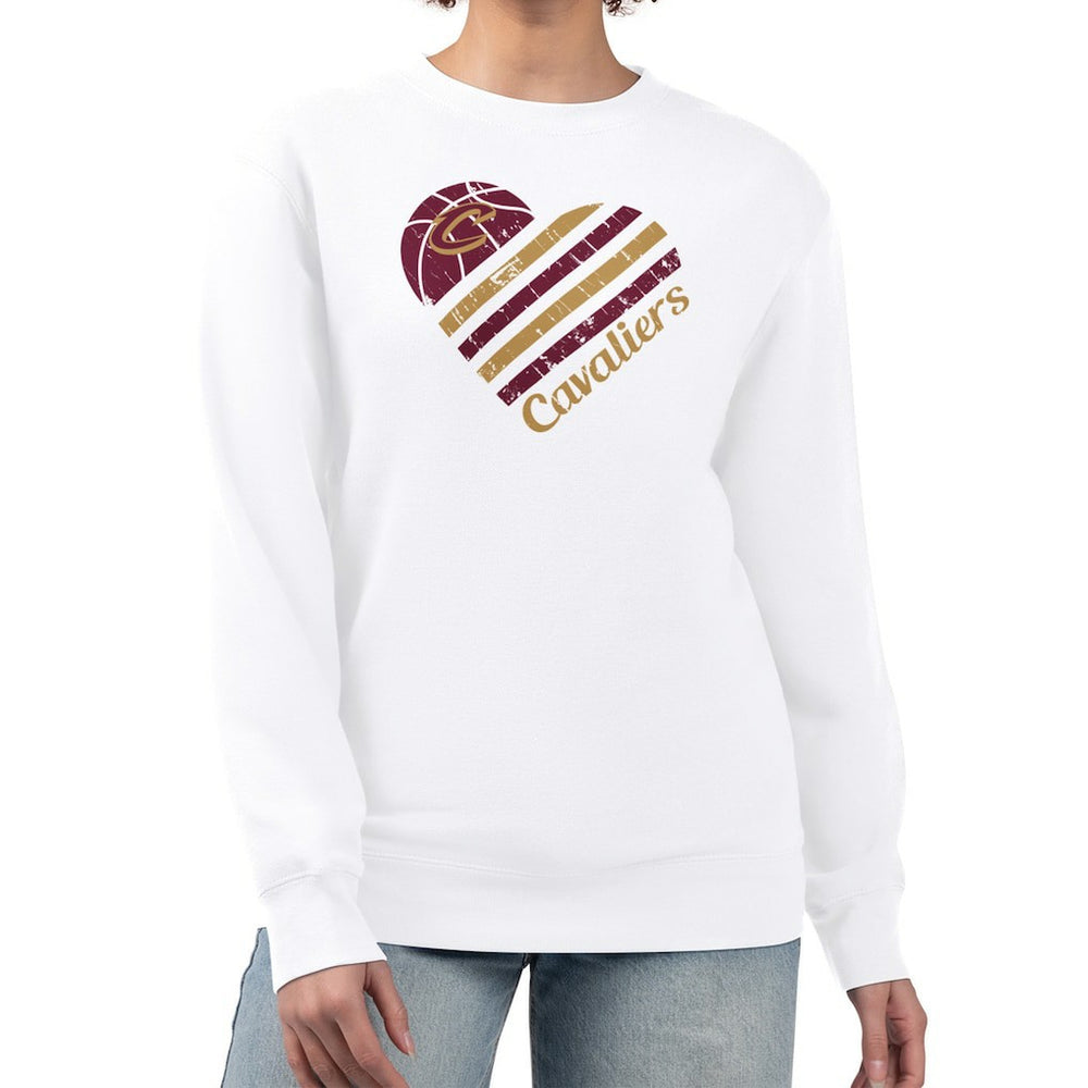 NBA - Cleveland Cavaliers G-III 4Her by Carl Banks Women's Heart Graphic Fleece Pullover Sweatshirt - White