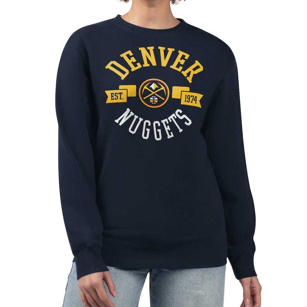 NBA - Denver Nuggets G-III 4Her by Carl Banks Women's Large Team Logo Graphic Fleece Pullover Sweatshirt - Navy