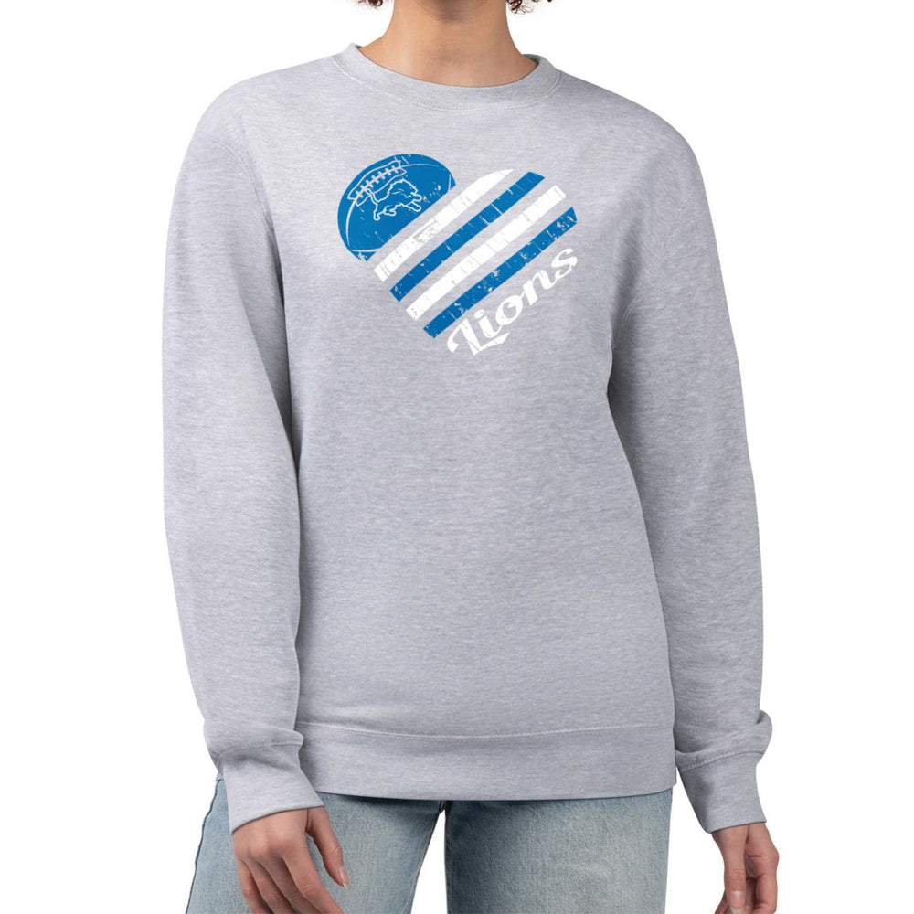 Detroit Lions G-III 4Her by Carl Banks Women's Heart Graphic Fleece Pullover Sweatshirt Heather Gray - NFL