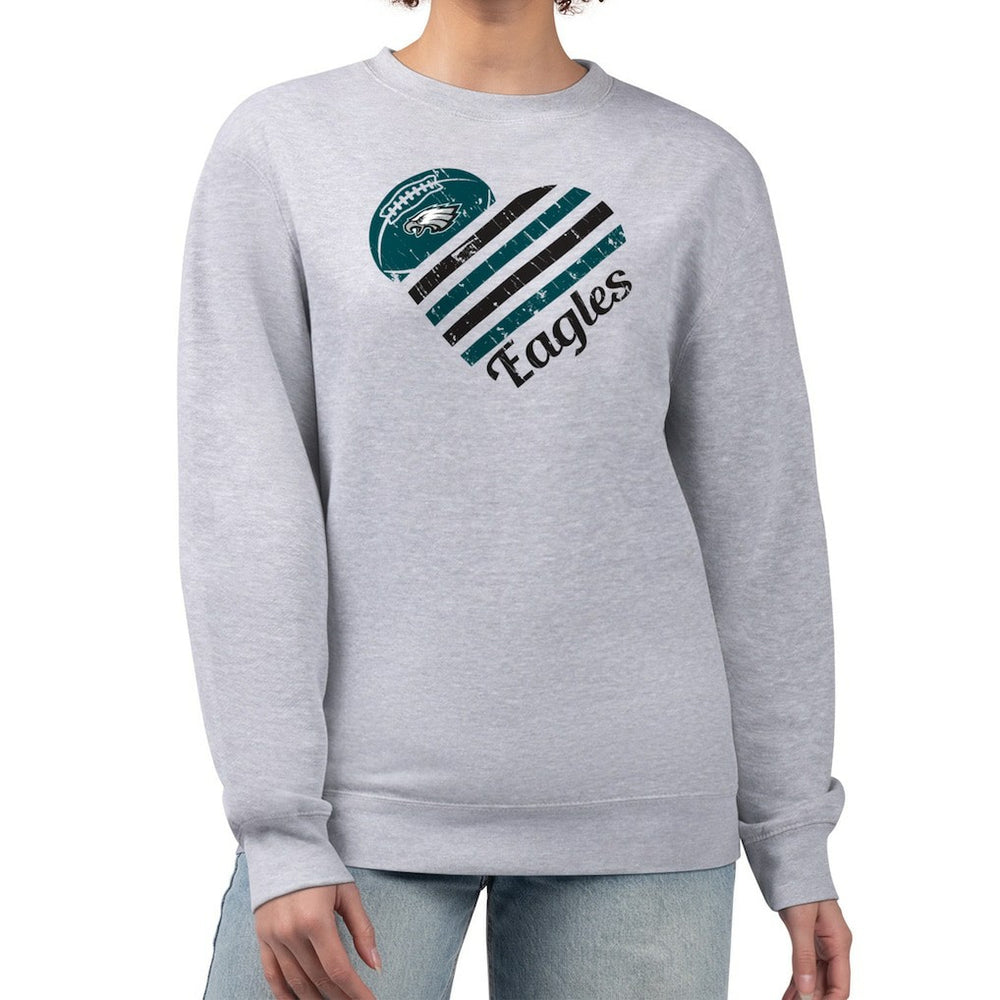 Philadelphia Eagles G-III 4Her by Carl Banks Women's Heart Graphic Fleece Pullover Sweatshirt Heather Gray - NFL