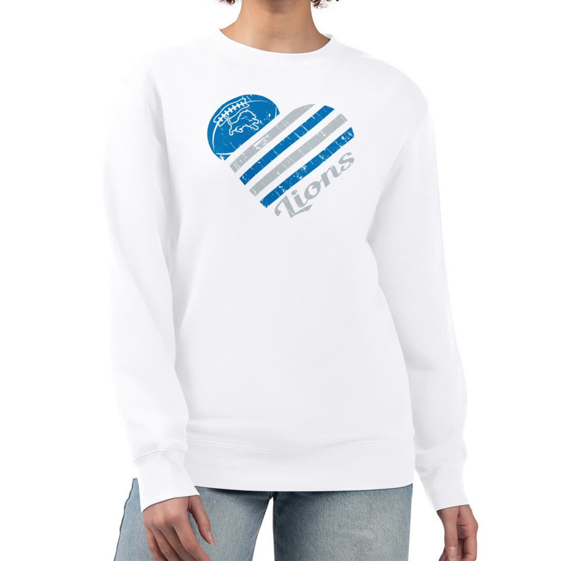 Detroit Lions G-III 4Her by Carl Banks Women's Heart Graphic Fleece Pullover Sweatshirt White - NFL