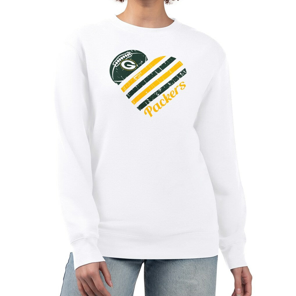 Green Bay Packers G-III 4Her by Carl Banks Women's Heart Graphic Fleece Pullover Sweatshirt White - NFL