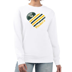 Green Bay Packers G-III 4Her by Carl Banks Women's Heart Graphic Fleece Pullover Sweatshirt White - NFL