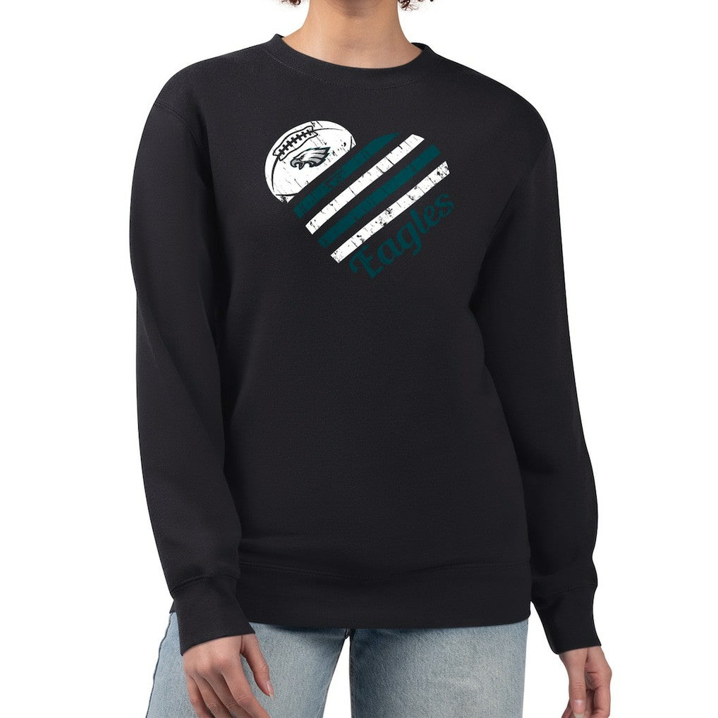 Philadelphia Eagles G-III 4Her by Carl Banks Women's Heart Graphic Fleece Pullover Sweatshirt Black - NFL