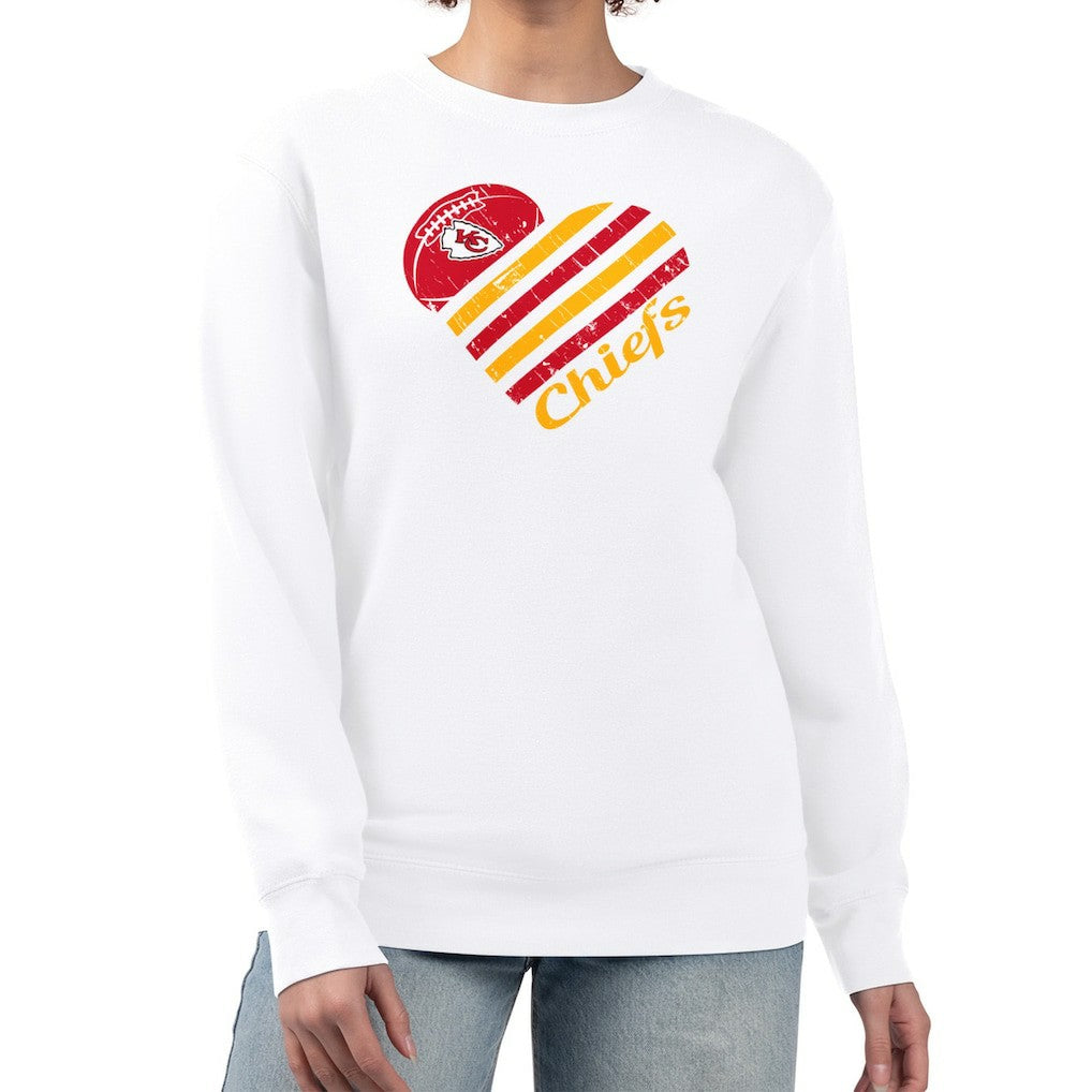 Kansas City Chiefs G-III 4Her by Carl Banks Women's Heart Graphic Fleece Pullover Sweatshirt White - NFL