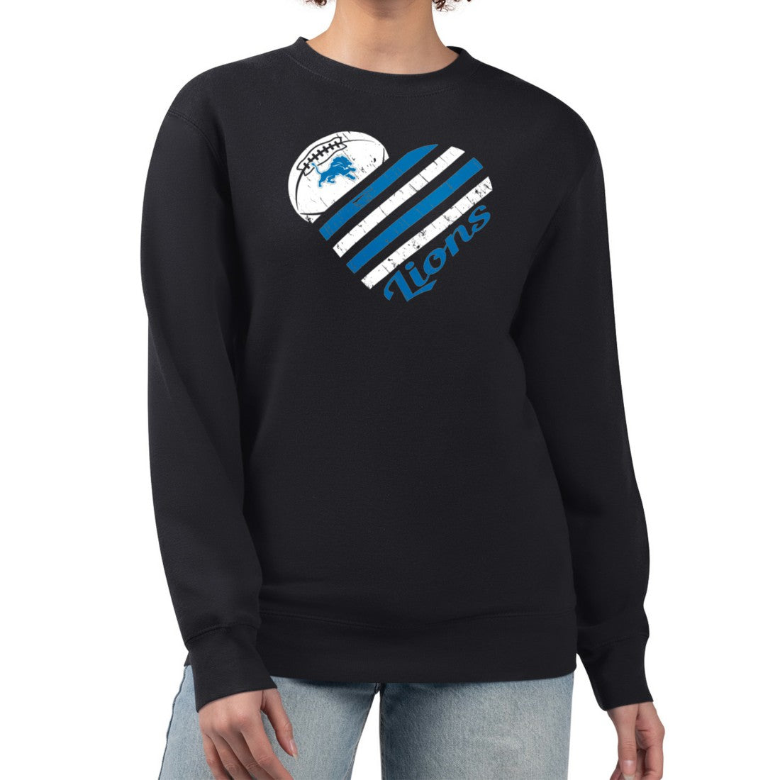 Detroit Lions G-III 4Her by Carl Banks Women's Heart Graphic Fleece Pullover Sweatshirt Black - NFL