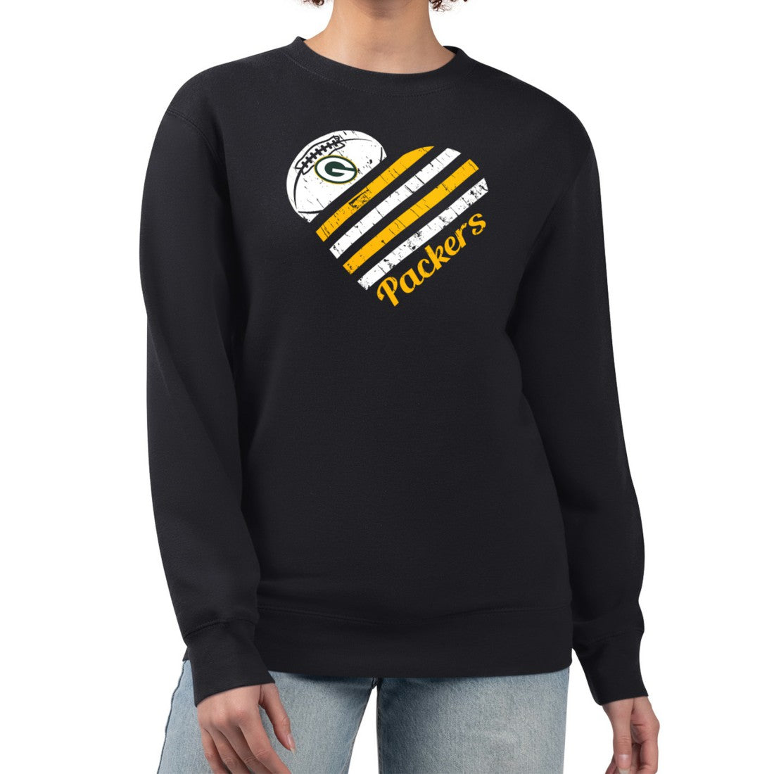 Green Bay Packers G-III 4Her by Carl Banks Women's Heart Graphic Fleece Pullover Sweatshirt Black - NFL
