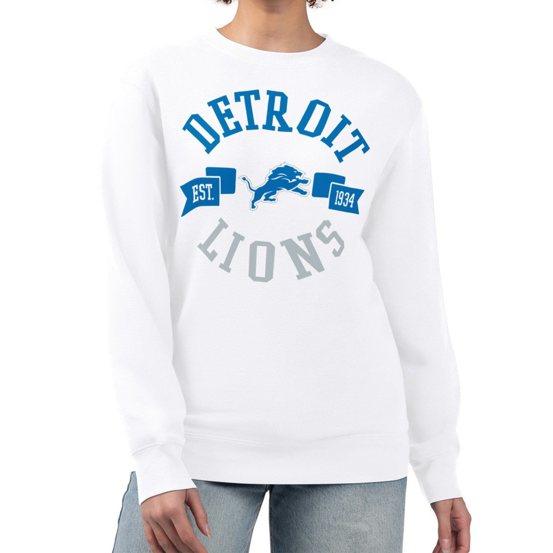Detroit Lions G-III 4Her by Carl Banks Women's Large Team Graphic Fleece Pullover Sweatshirt White - NFL