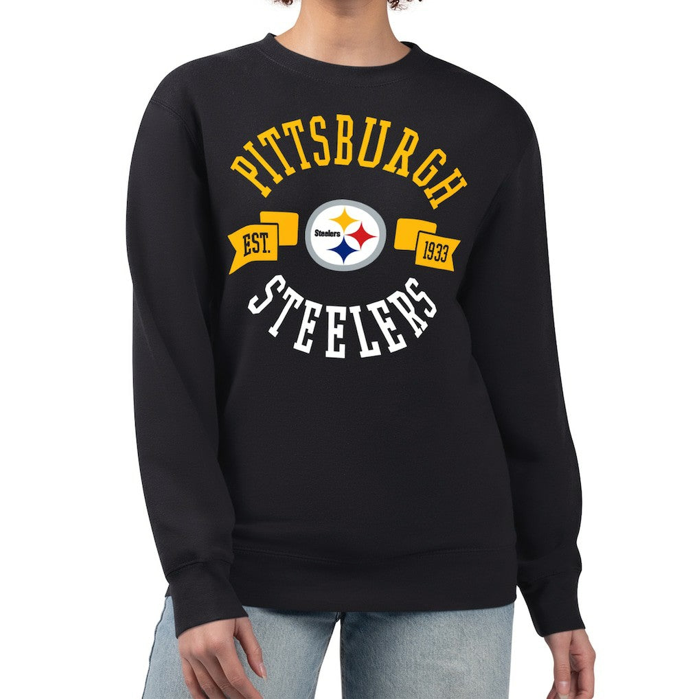 Pittsburgh Steelers G-III 4Her by Carl Banks Women's Large Team Graphic Fleece Pullover Sweatshirt Black - NFL