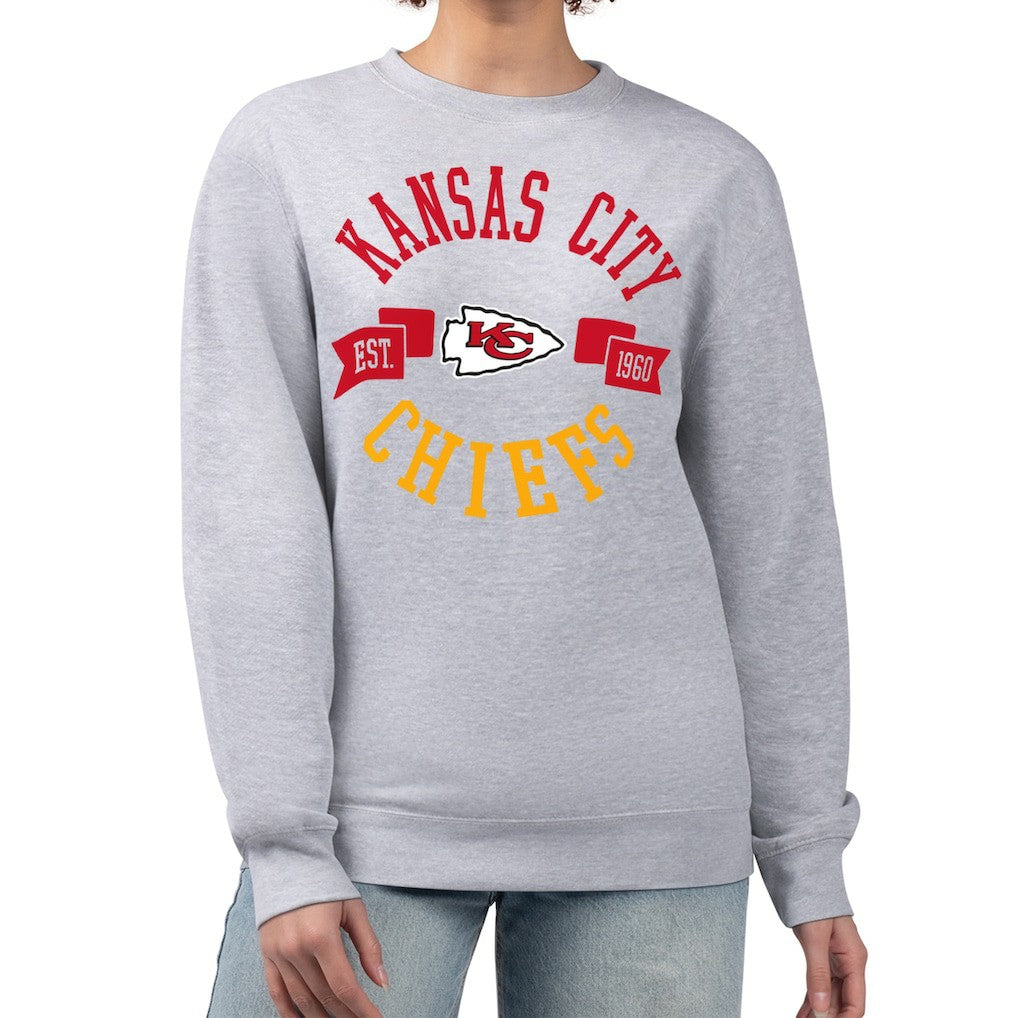 Kansas City Chiefs G-III 4Her by Carl Banks Women's Large Team Graphic Fleece Pullover Sweatshirt Heather Gray - NFL