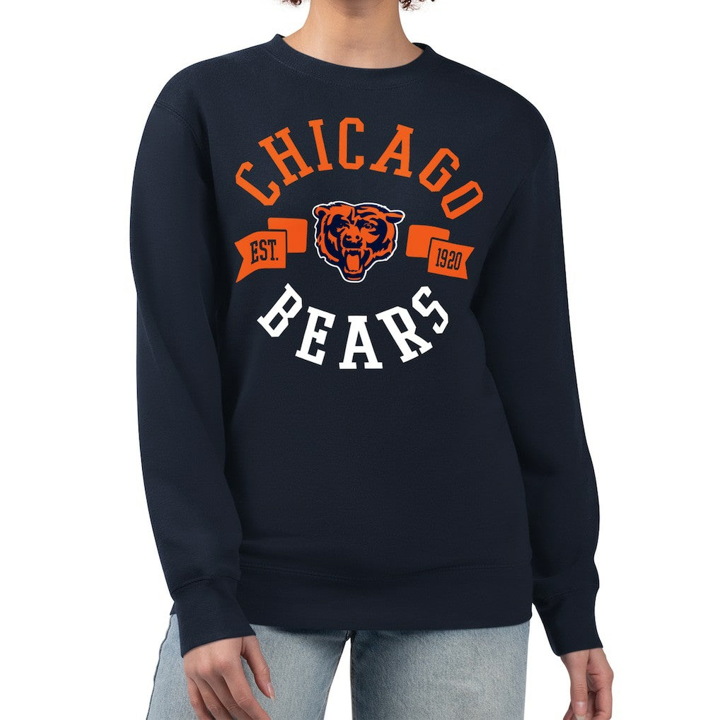 Chicago Bears G-III 4Her by Carl Banks Women's Large Team Graphic Fleece Pullover Sweatshirt Navy - NFL