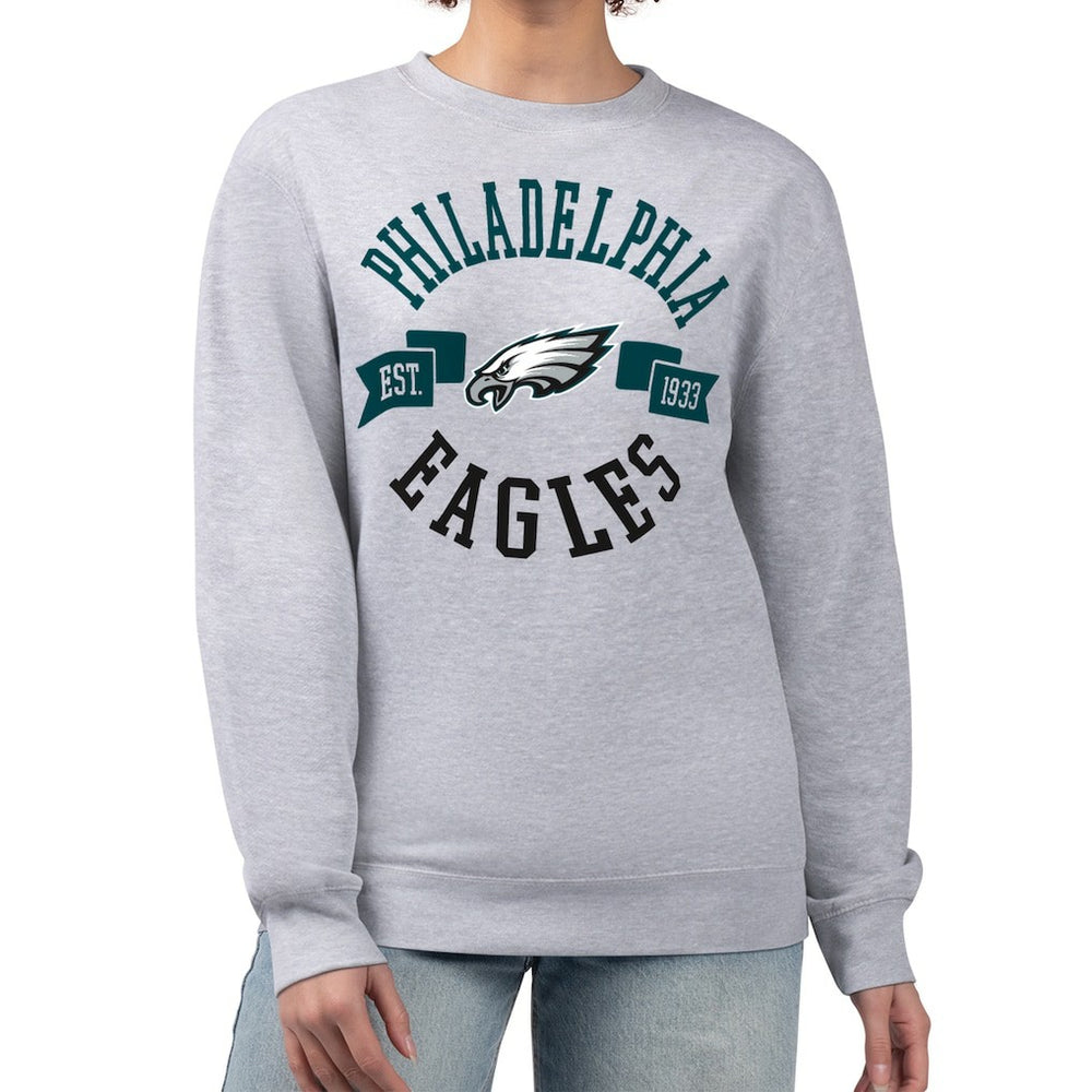 Philadelphia Eagles G-III 4Her by Carl Banks Women's Large Team Graphic Fleece Pullover Sweatshirt Heather Gray - NFL