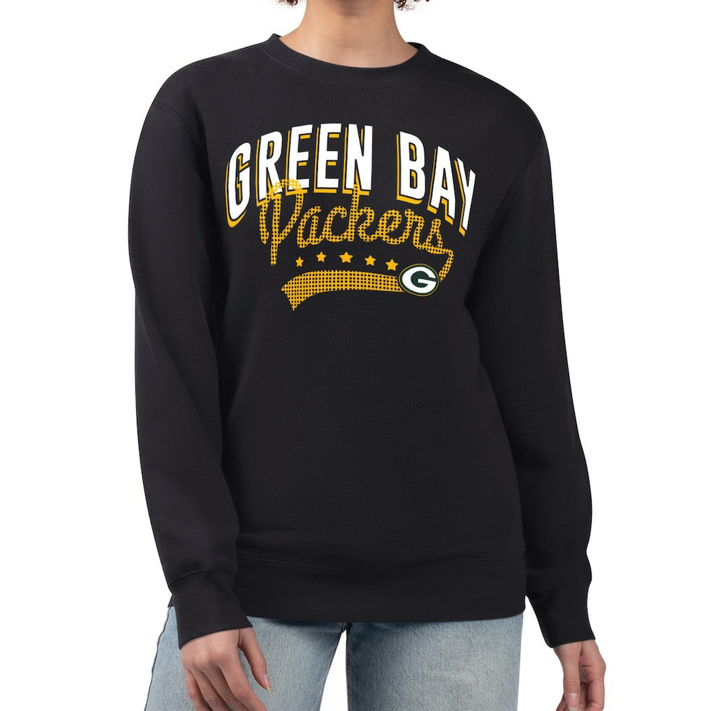 Green Bay Packers G-III 4Her by Carl Banks Women's Filigree Logo Graphic Fleece Pullover Sweatshirt Black - NFL