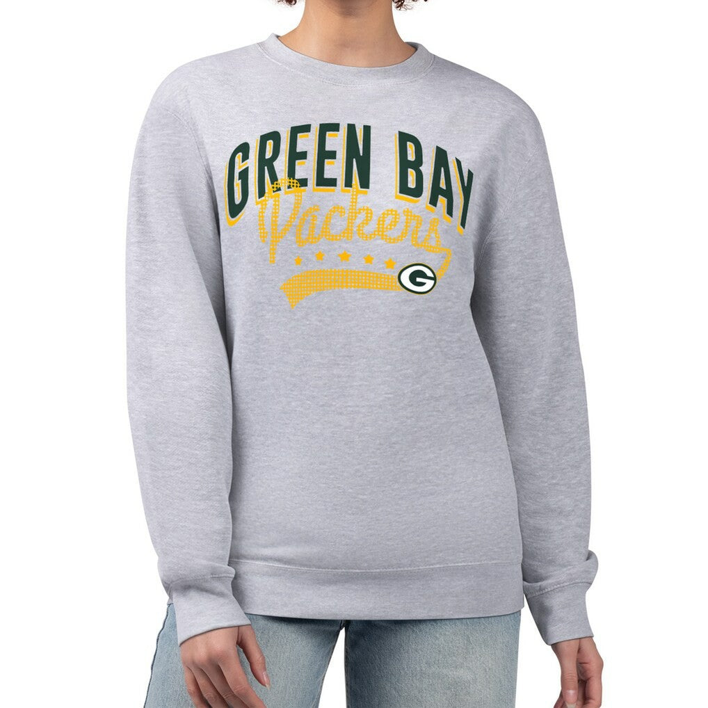 Green Bay Packers G-III 4Her by Carl Banks Women's Filigree Logo Graphic Fleece Pullover Sweatshirt Heather Gray - NFL