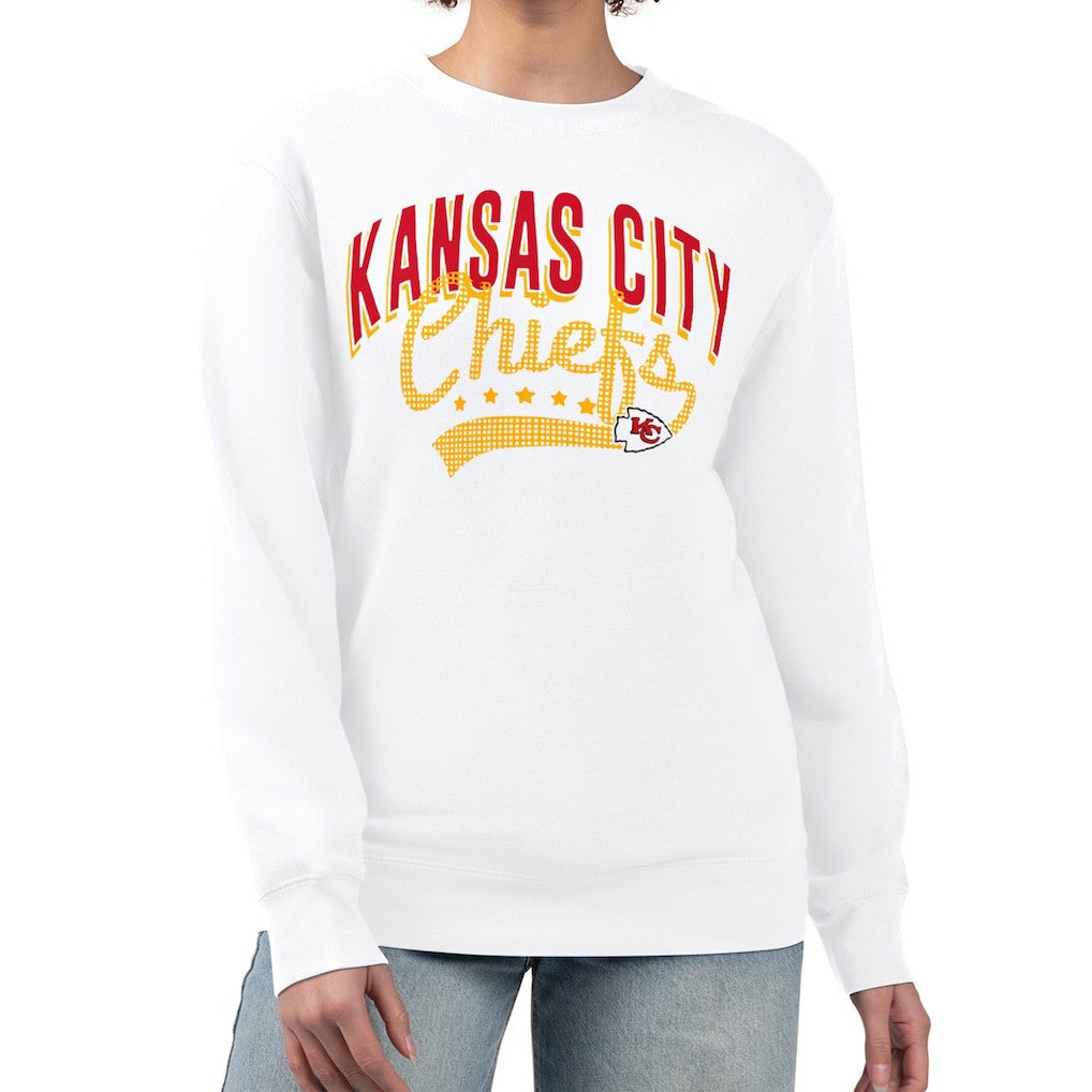 Kansas City Chiefs G-III 4Her by Carl Banks Women's Filigree Logo Graphic Fleece Pullover Sweatshirt White - NFL