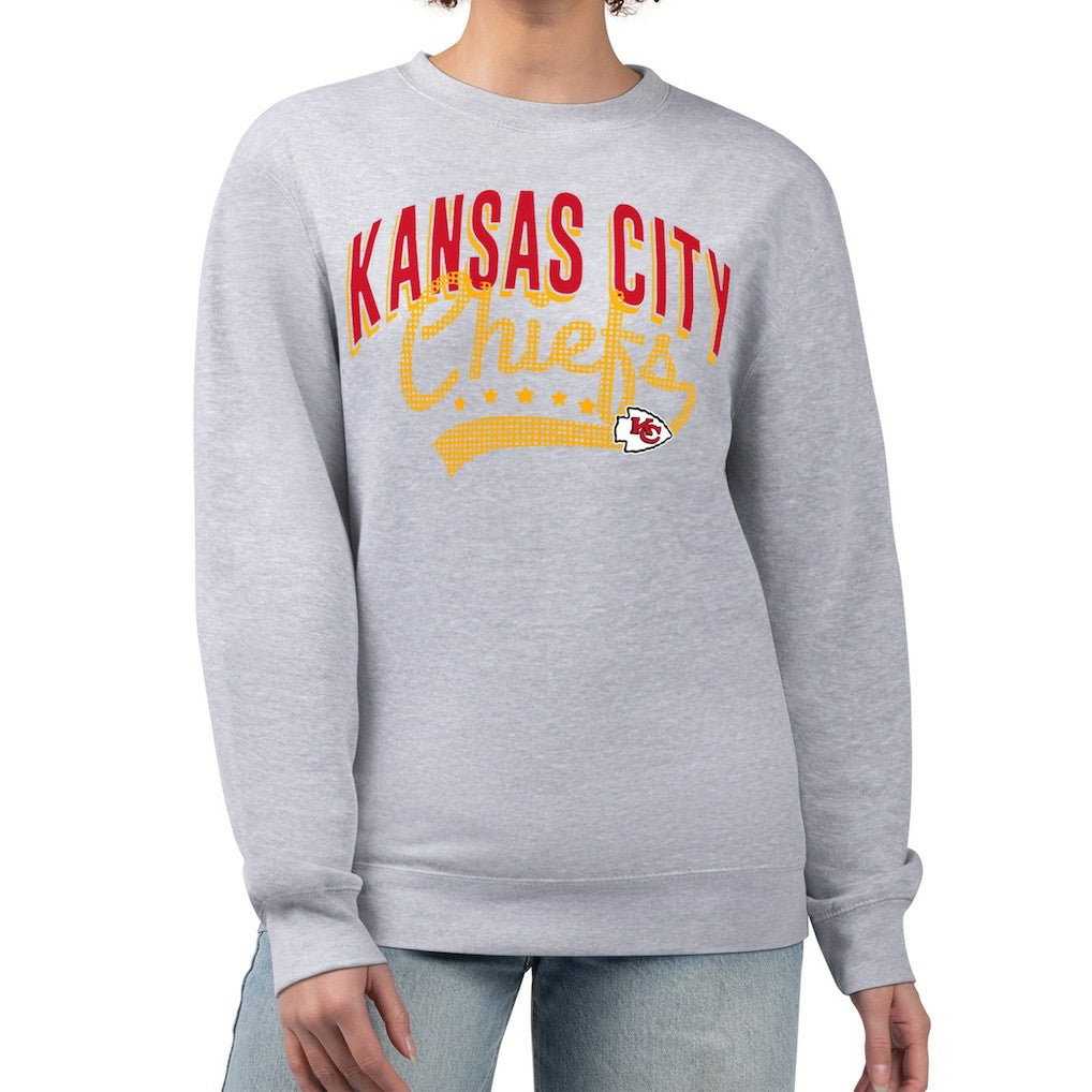 Kansas City Chiefs G-III 4Her by Carl Banks Women's Filigree Logo Graphic Fleece Pullover Sweatshirt Heather Gray - NFL