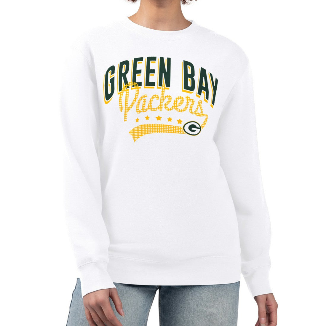 Green Bay Packers G-III 4Her by Carl Banks Women's Filigree Logo Graphic Fleece Pullover Sweatshirt White - NFL