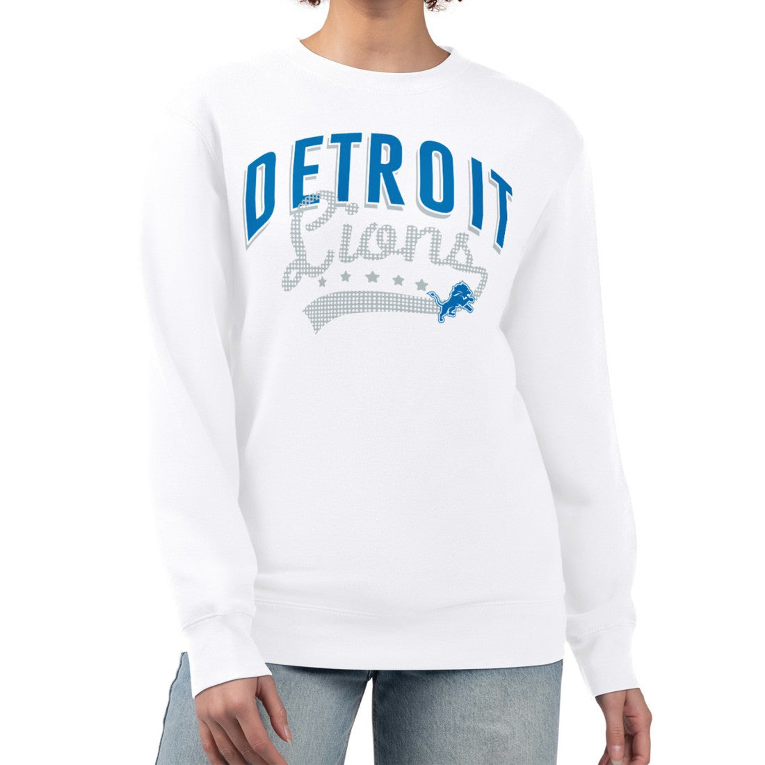 Detroit Lions G-III 4Her by Carl Banks Women's Filigree Logo Graphic Fleece Pullover Sweatshirt White - NFL