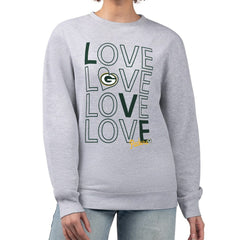 Green Bay Packers G-III 4Her by Carl Banks Women's Lots of Love Graphic Fleece Pullover Sweatshirt Heather Gray - NFL