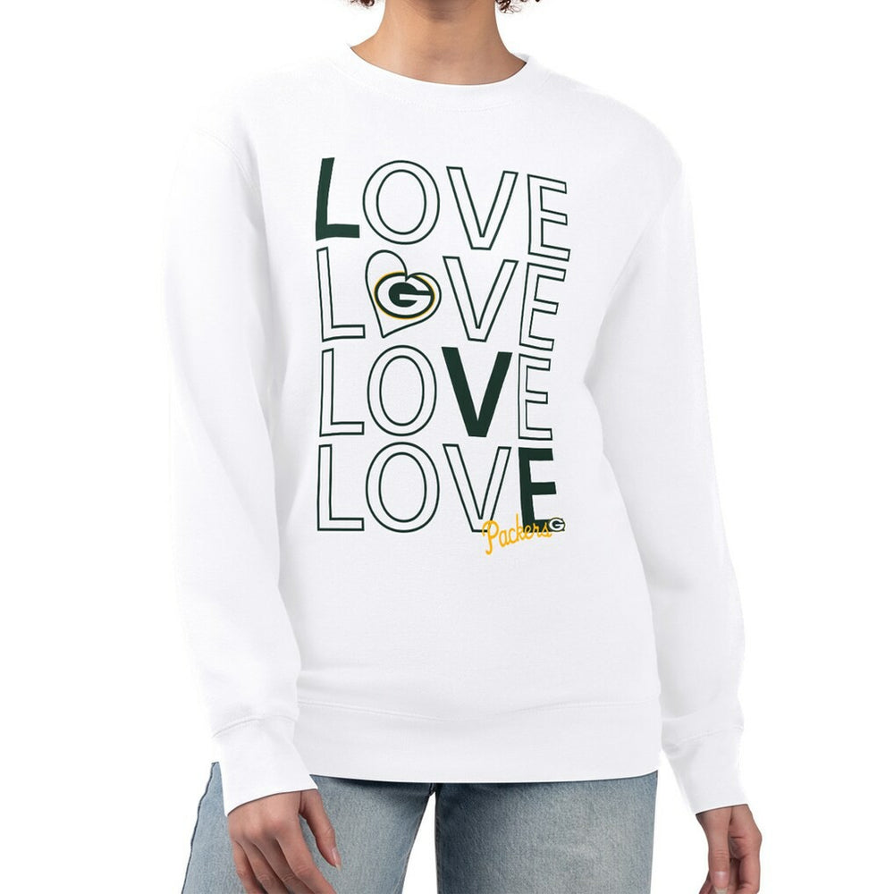 Green Bay Packers G-III 4Her by Carl Banks Women's Lots of Love Graphic Fleece Pullover Sweatshirt White - NFL
