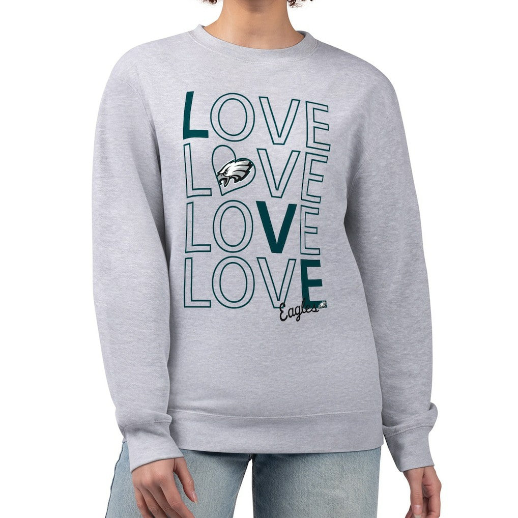 Philadelphia Eagles G-III 4Her by Carl Banks Women's Lots of Love Graphic Fleece Pullover Sweatshirt Heather Gray - NFL