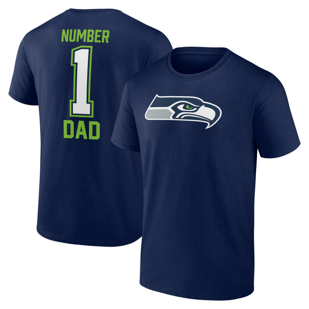 Seattle Seahawks Father's Day #1 Dad T-Shirt College Navy - NFL
