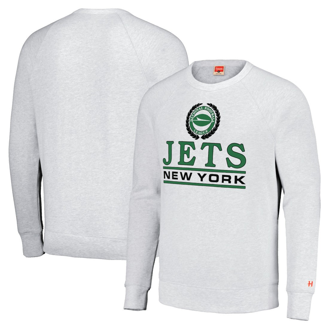 New York Jets Homage Unisex Crest Tri-Blend Crewneck Pullover Sweatshirt White - NFL