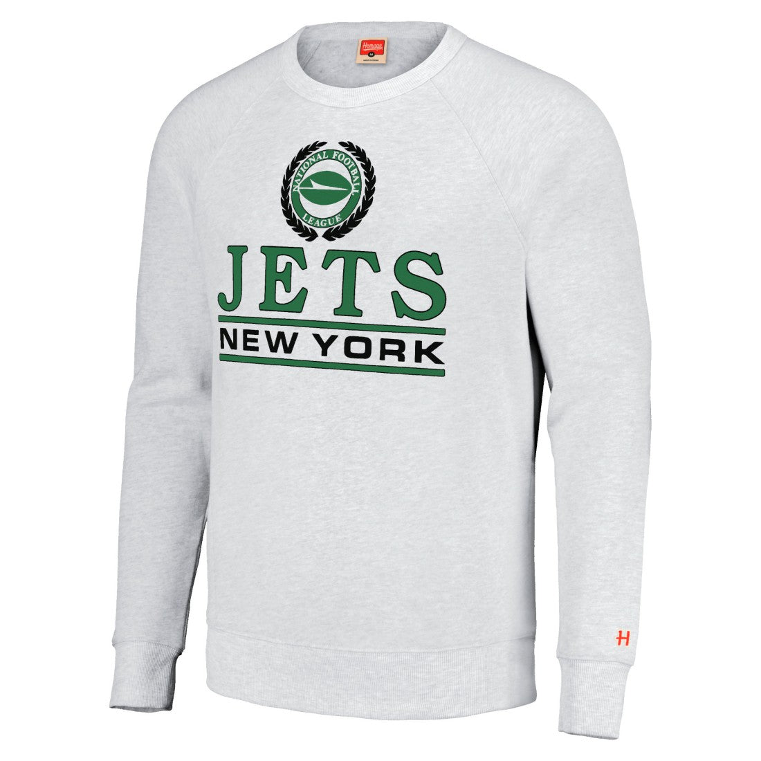 New York Jets Homage Unisex Crest Tri-Blend Crewneck Pullover Sweatshirt White - NFL