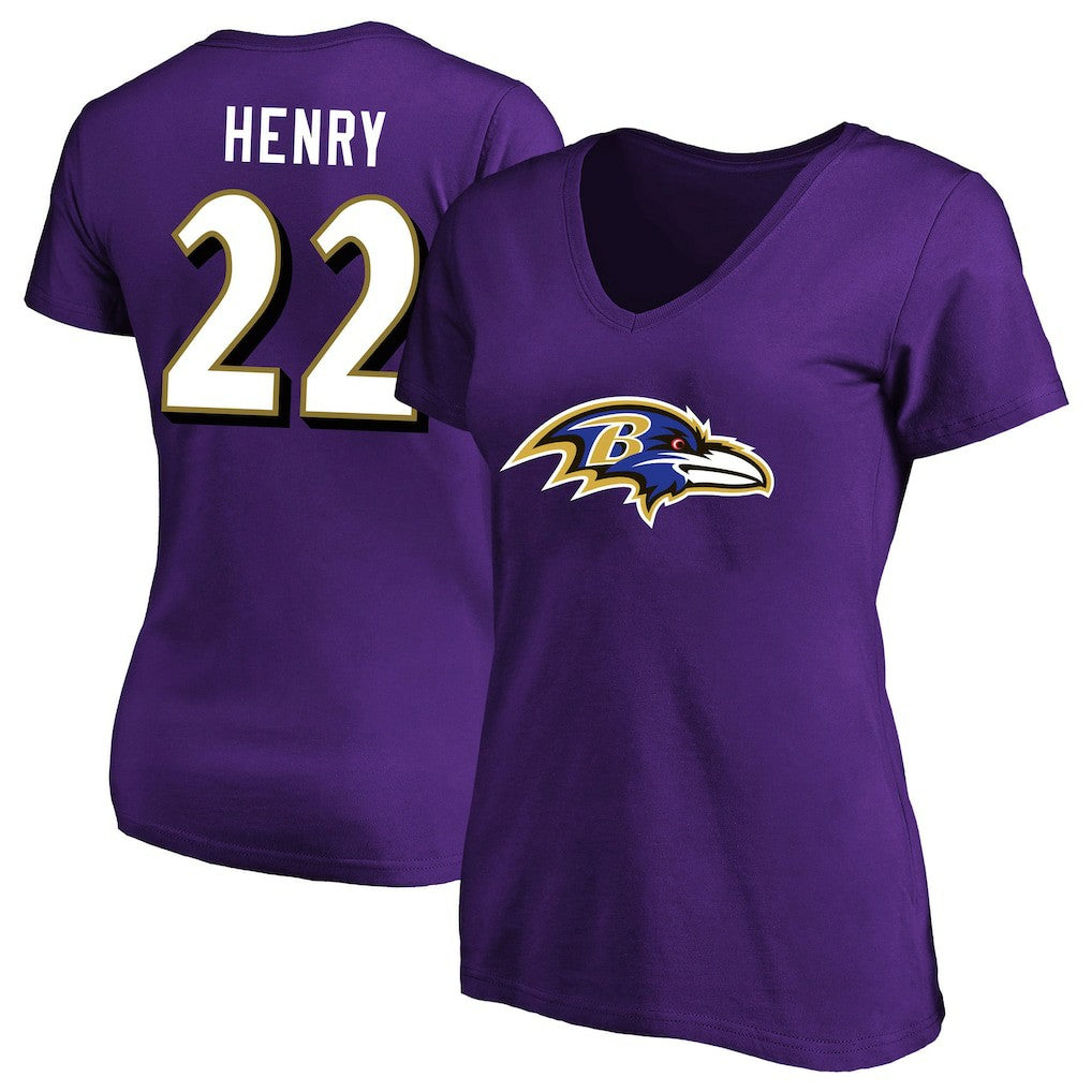 Derrick Henry Baltimore Ravens Women's Plus Size Fair Catch Name & Number Scoop Neck T-Shirt Purple - NFL