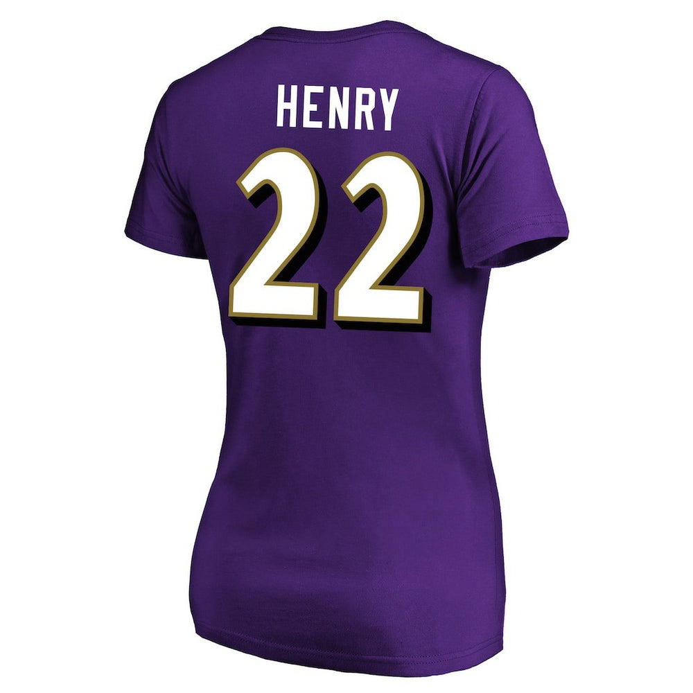 Derrick Henry Baltimore Ravens Women's Plus Size Fair Catch Name & Number Scoop Neck T-Shirt Purple - NFL
