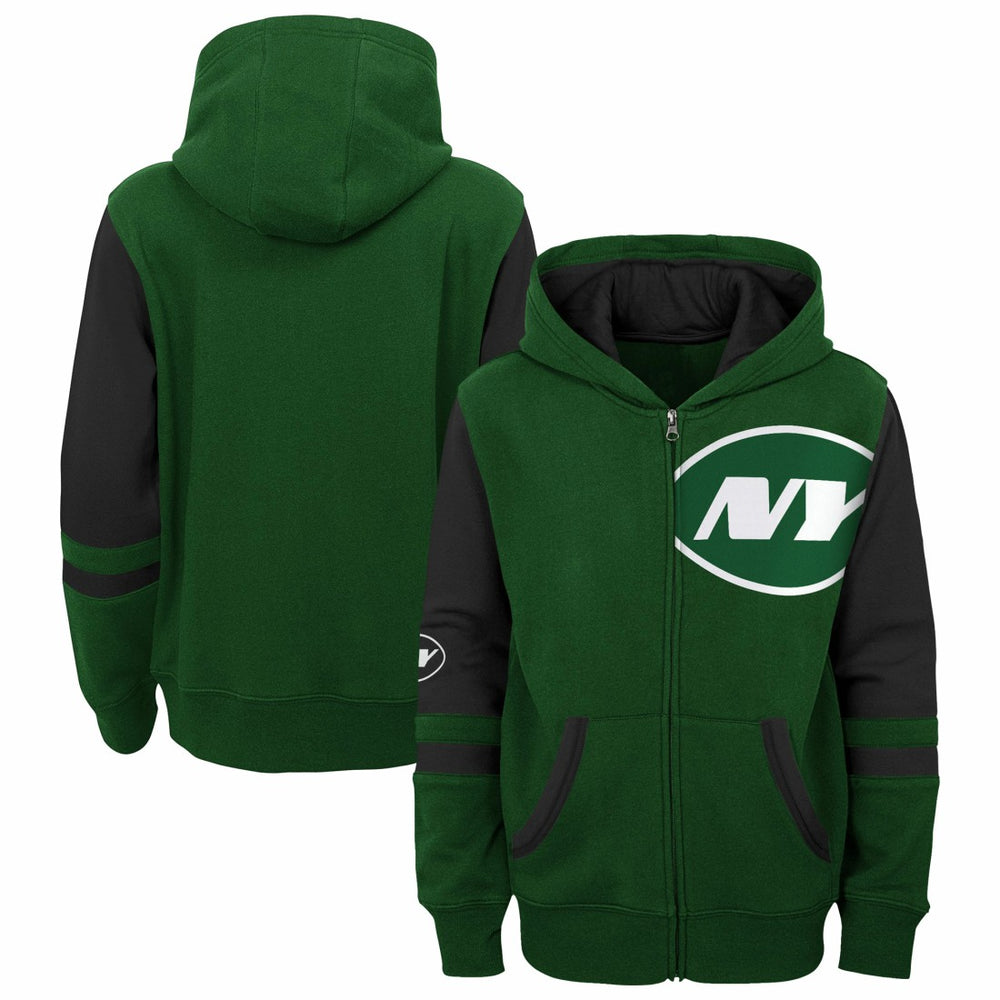 New York Jets Youth Stadium Color-Block Full-Zip Hoodie Green - NFL