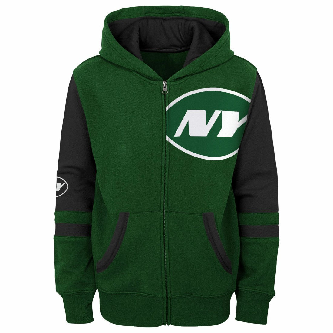 New York Jets Youth Stadium Color-Block Full-Zip Hoodie Green - NFL