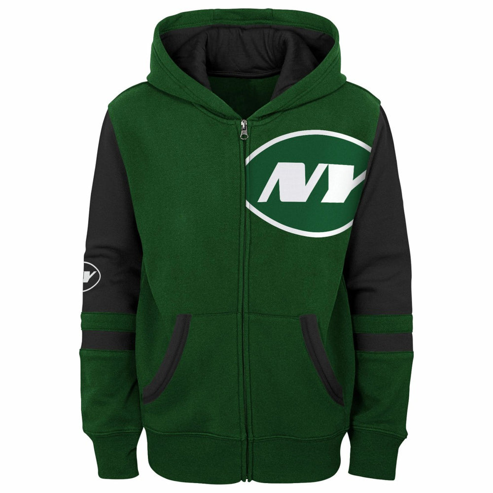 New York Jets Youth Stadium Color-Block Full-Zip Hoodie Green - NFL