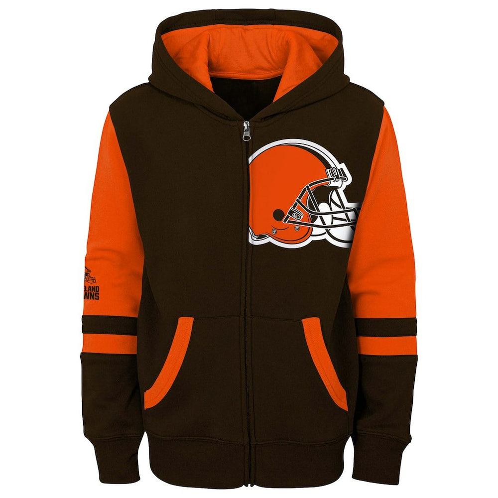 Cleveland Browns Preschool Stadium Color Block Full-Zip Hoodie Brown - NFL