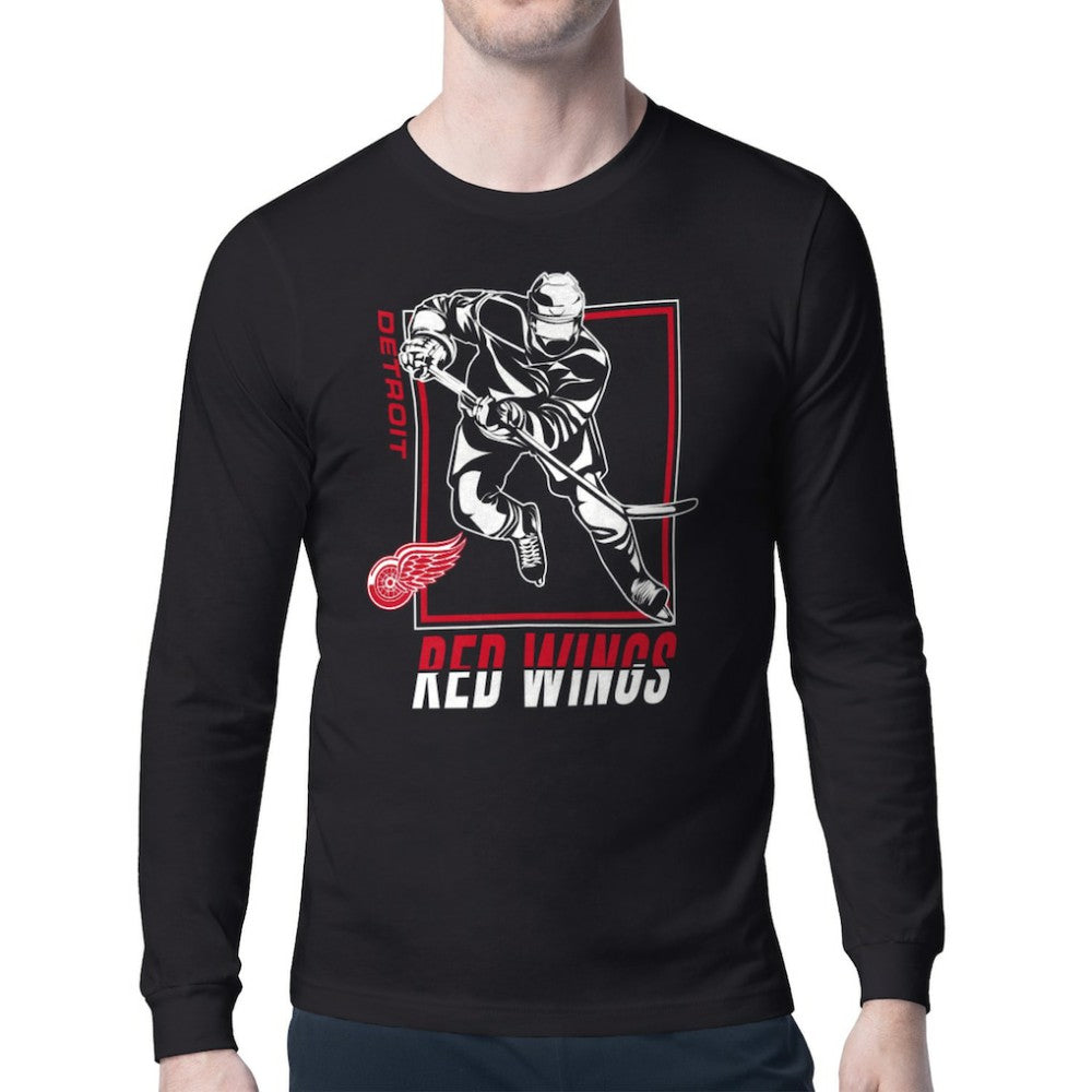 Detroit Red Wings - Starter Player Grid Long Sleeve T-Shirt Black