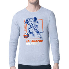 New York Islanders - Starter Player Grid Long Sleeve T-Shirt Heather Gray