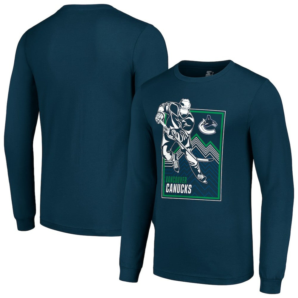 Vancouver Canucks - Starter Player Grid Long Sleeve T-Shirt Blue