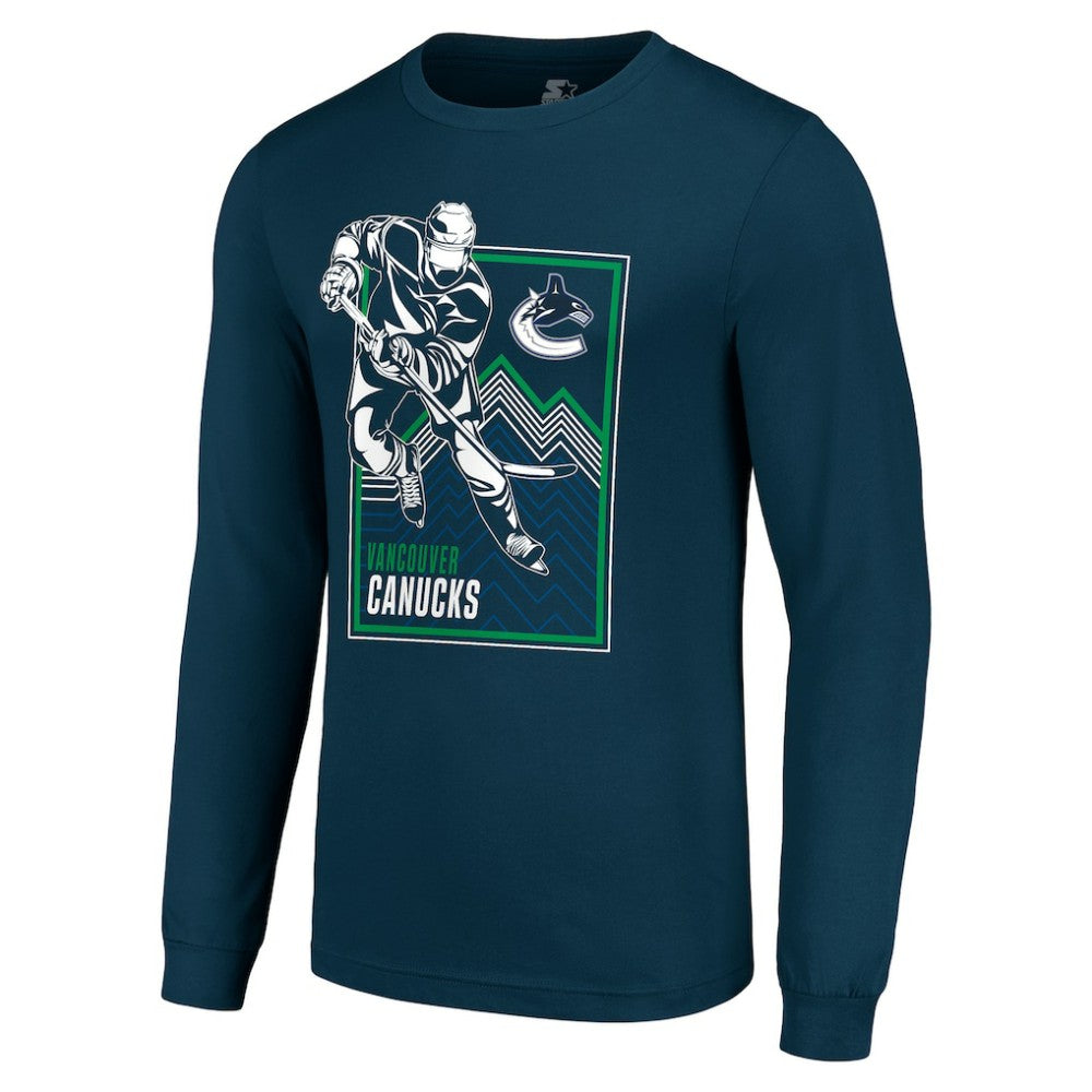 Vancouver Canucks - Starter Player Grid Long Sleeve T-Shirt Blue