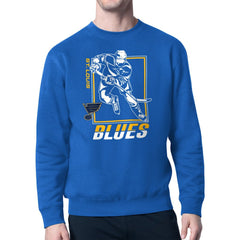 St. Louis Blues - Starter Player Grid Fleece Pullover Sweatshirt Blue